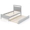 Costway Twin Size Platform Bed with Trundle Pull-out Trundle Headboard & Footboard Gray/White